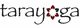 Textlogo "tarayoga" mit roter Blume in der Mitte.