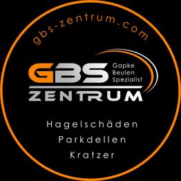 GBS Zentrum Logo mit Text: "Hagelschäden, Parkdellen, Kratzer". Website: gbs-zentrum.com