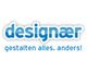Logo mit dem Text: designaer gestalten alles. anders! in blau und weißem Hintergrund.