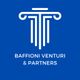 Logo di colonna stilizzata con testo "Baffioni Venturi & Partners" su sfondo blu.
