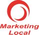 Logo rojo de círculo y texto "Marketing Local" en letras rojas.