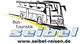 Illustration eines Reisebusses mit Text: "Bus-Touristik seibel" und Website: www.seibel-reisen.de.