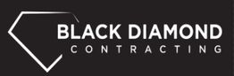 Black and white "Black Diamond Contracting" logo with an abstract diamond outline.