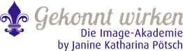 Logo mit Schriftzug "Gekonnt wirken – Die Image-Akademie" und einer lila Lilie links.
