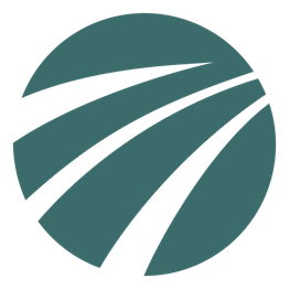 Logotipo verde con líneas curvas sobre un círculo.