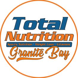 "Total Nutrition Granite Bay logo with sports nutrition, weight loss, and vitamins text."