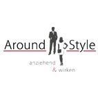 Logo "Around Style": Silhouetten von Mann und Frau mit Text "anziehend & wirken".