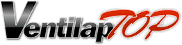 Texte "VentilapTOP" en noir et rouge avec un style brillant.