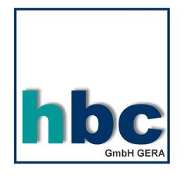 Logo der hbc GmbH Gera: Buchstaben "hbc" in Blau und Grün mit Schriftzug "GmbH GERA".