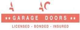 AAC Garage Doors logo with "Licensed, Bonded, Insured" text below.