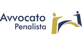 Logo con scritta "Avvocato Penalista" e icone stilizzate di due figure umane con arco dorato.