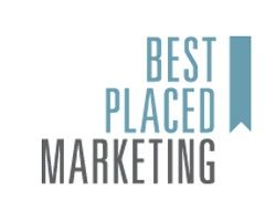 Logo mit der Aufschrift "Best Placed Marketing" in blau und grau auf weißem Hintergrund.