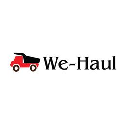 Red truck logo with the text "We-Haul" on a white background.