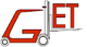 Logo mit Gabelstapler und den Buchstaben "GET" in rot und schwarz.