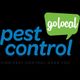 "Go Local Pest Control logo with blue text and a green speech bubble."