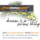 Firstimmopoint-Logo mit dem Text: "Dream is a serious thing". Immobilienberatung und -vermietung.