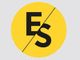 Círculo amarelo com as letras "E" e "S" em preto, divididas por uma linha diagonal.