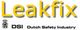 Logo met tekst "Leakfix" in geel en "DSI Dutch Safety Industry" in zwart.