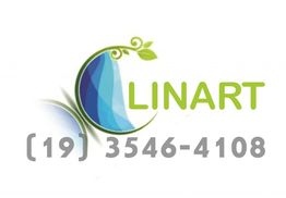 Logo da Clinart com detalhes de folha e gotas, número de telefone: (19) 3546-4108.
