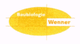 Gelbes ovales Logo mit den Worten "Baubiologie" und "Wenner" in Weiß und Orange.