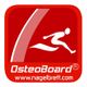 Rotes Logo mit weißer Sprungfigur und Schriftzug: OsteoBoard. Webseite: www.nagelbrett.com.