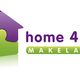 Logo van home 4 you makelaars met paarse en groene kleuren, en een huisicoon.