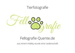 Logo mit Schriftzug "Fellografie", Pfotenabdruck und Text: "aus einem Hobby wurde eine Leidenschaft".