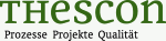 Logo von THEScon mit den Worten "Prozesse Projekte Qualität" darunter.