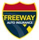 Freeway Auto Insurance logo: red and yellow shield with bold yellow and white text.