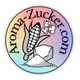 Logo mit Maiskolben, Popcorn und Zucker, Text: "Aroma-Zucker.com", Regenbogenhintergrund.