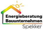 Logo mit Haus und Sonne, Text: "Energieberatung Bauunternehmen Spekker".