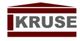 Logo mit dem Text "Kruse" in Grau, umrahmt von einem roten Dach- und Bodenbalken.
