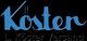 Blaues Logo mit dem Schriftzug "Köster L. Köster Versand" auf schwarzem Hintergrund.
