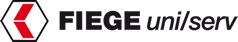 Logo von FIEGE uni/serv mit rotem Sechseck links neben dem Text.