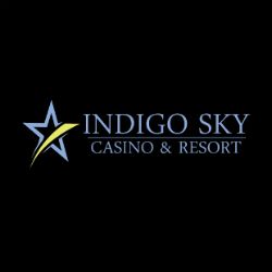 Indigo Sky Casino & Resort logo with a star design on a black background.