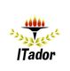 Logo mit sieben Flammen, Lorbeerkranz und dem Schriftzug "ITador" darunter.