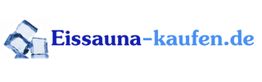 Logo mit drei Eiswürfeln und dem Text "Eissauna-kaufen.de" in blauer Schrift.
