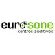 Logotipo de Euro Sone, centros auditivos, texto en negro y verde con icono de sonido.