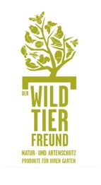 Ein grüner Baum mit Tieren, Schrift "Der Wildtierfreund: Natur- und Artenschutz im Garten".