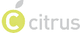 Logo mit einem stilisierten gelben Apfel und dem Wort "citrus" in Grau.