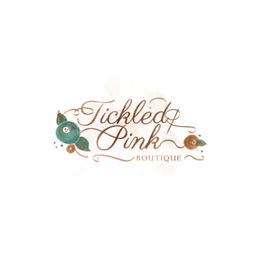 "Tickled Pink Boutique logo with floral accents and elegant script text."