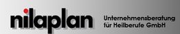 Logo von "nilaplan Unternehmensberatung für Heilberufe GmbH" auf grauem Hintergrund.
