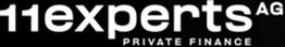 „Logo mit der Aufschrift '11experts AG, PRIVATE FINANCE' in Weiß auf schwarzem Hintergrund.“