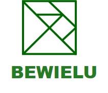 Grünes geometrisches Logo mit Schriftzug "BEWIELU" darunter.