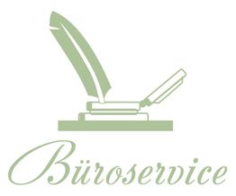 Logo mit grünem Federhalter und Stempel; darunter der Schriftzug "Büroservice".