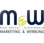 Logo mit Schriftzug "m&w" und "Paul Köster, Schermbeck - Marketing & Werbung".