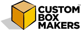 Yellow cube with "CUSTOM BOX MAKERS" text in bold black letters.