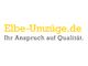 Text: "Elbe-Umzüge.de Ihr Anspruch auf Qualität." in Gelb und Grau.
