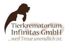 Logo des Tierkrematoriums Infinitas GmbH mit Tiersilhouetten und dem Slogan: "... weil Treue unendlich ist."