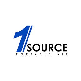 Logo of "1 Source Portable Air" with a stylized blue number 1 and black text.